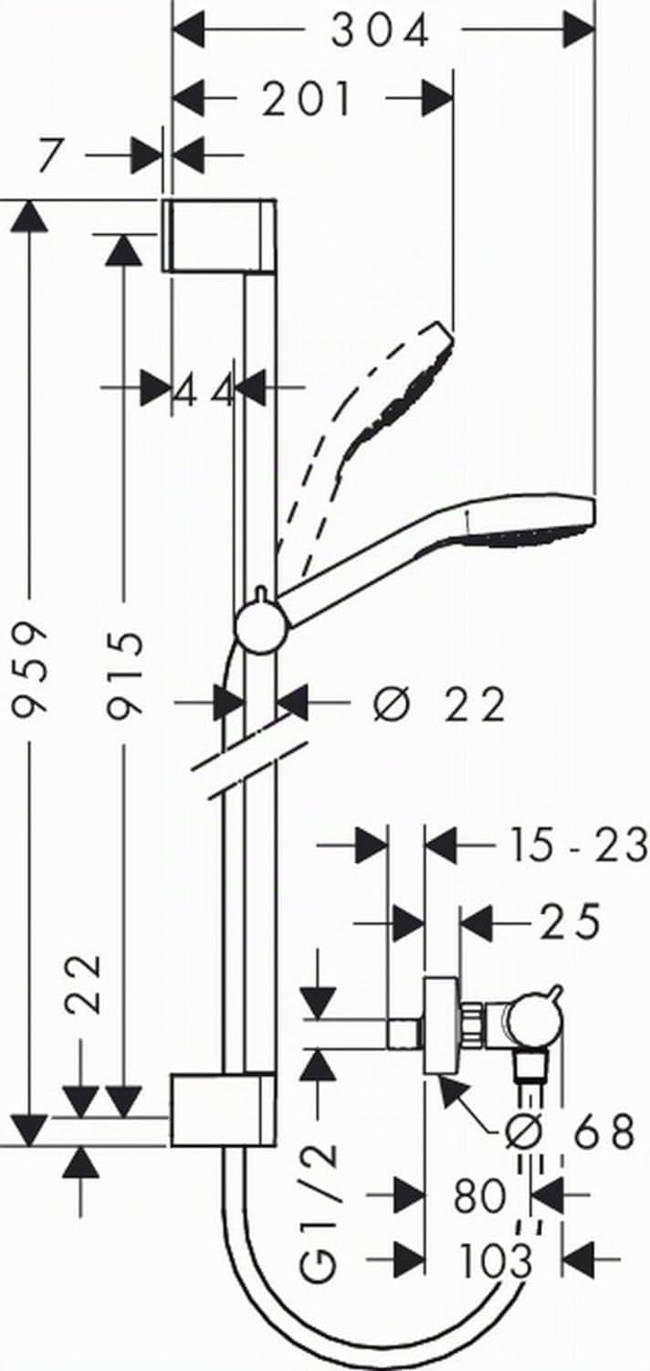 Hansgrohe combinación de ducha Croma Seleccione E Vario/Ecostat Comfort Unica Crometta 900mm