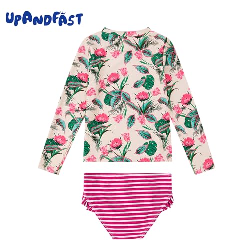Image of upandfast Girls Rash Guard Set Long Sleeve Two Piece Swimsuit with UPF 50+ Sun Protection for Girls 3-8 Years