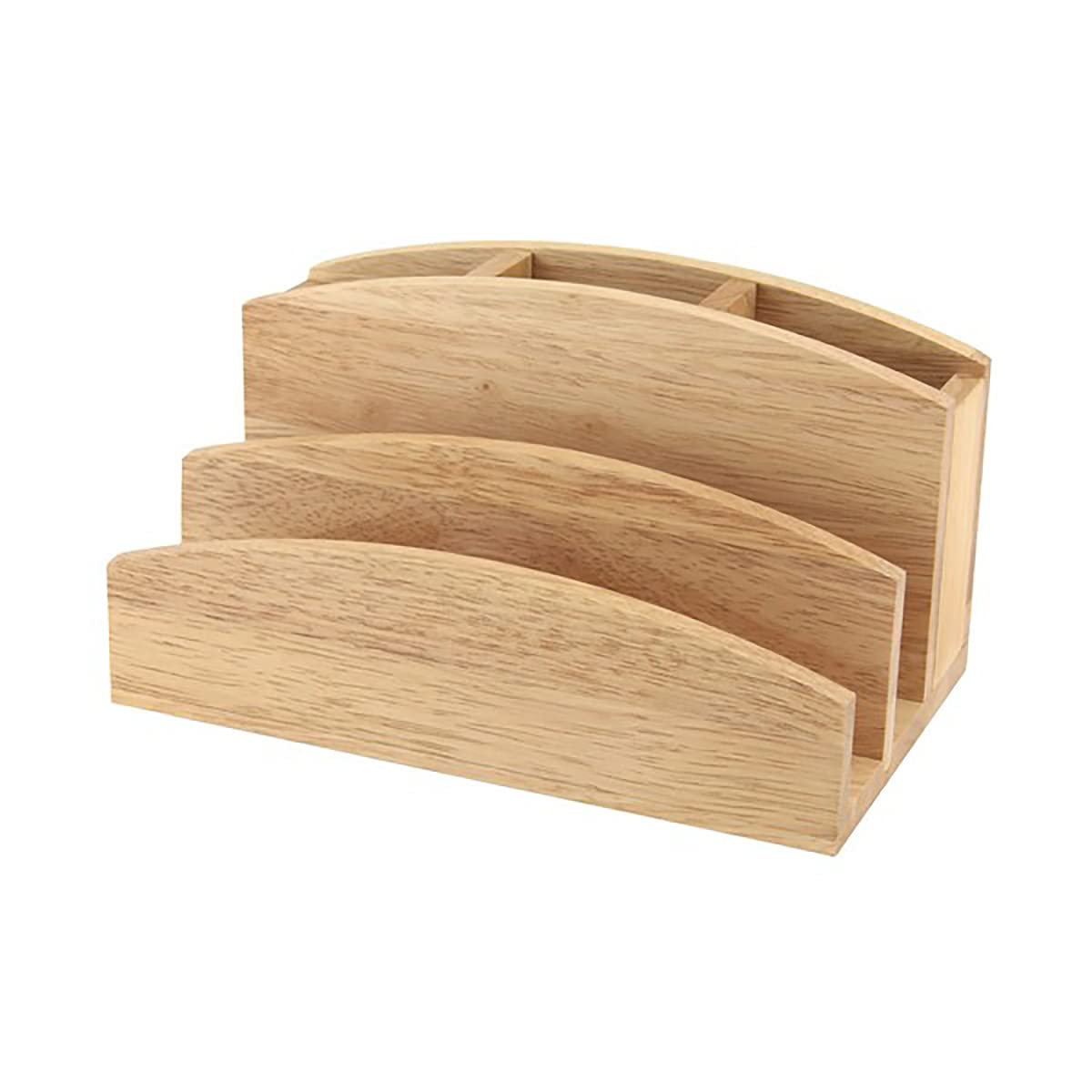 apollo THE HOUSEWARES BRAND Letter Rack Pen Tidy, Organiser, Stand, Hevea Wood, Great Idea, Size: 23x14x12cm, Natural