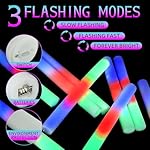 Glow Sticks Bulk, 60 Pcs Giant Foam Glow Sticks with 3 Modes Colorful Flashing, Neon Party Favors, Glow in The Dark Party Supplies for Wedding, Raves, Concert, Camping - Image 5