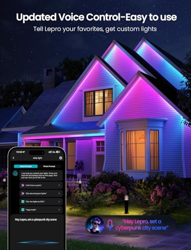 Lepro SW1 AI Smart Outdoor LED Strip Lights - 32.8ft IP65 Waterproof RGBCW Light Strips, 2700K-5700K Tunable Warm White, APP Control(No Remote), 2.4G Wi-Fi Lights for Holiday Decor, House, Porch, Eave - Image 5