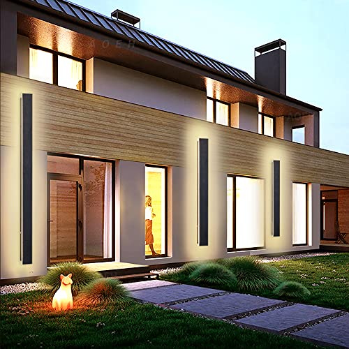 AOEH Outdoor Wall Lights LED Black Long Wall Sconce Ip65 Waterproof Outside Lights Rectangular Wall Lighting 3000k 7W Aluminum Exterior/Indoor Wall Light for Garden Villa Porch Terraces Garage,20cm*1 - Image 3