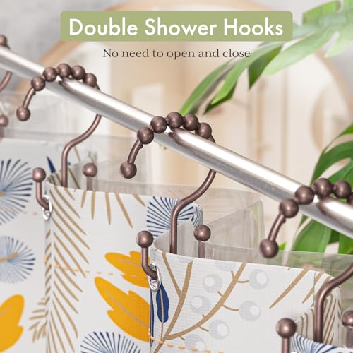 Image of Amazer Shower Curtain Rings, Stainless Steel Shower Curtain Hooks Rings, 12 Pcs Double Glide Shower Rings for Bathroom Shower Curtain Rods Dual Rust-Resistant Shower Hooks, Bronze