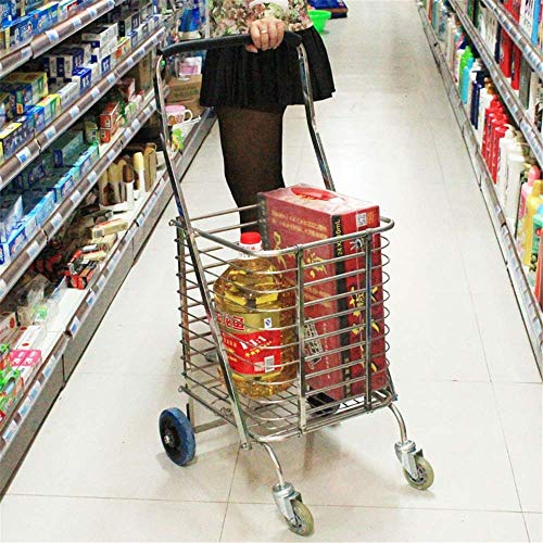 HYY-YY Einkaufstrolley, flach, zusammenklappbar, mit 360° drehbaren Schwenkrädern, robust, leicht, extra groß, leicht – Bild 4