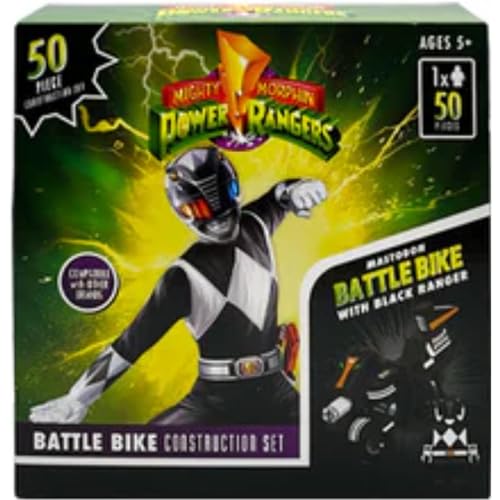 Power Rangers Hasbro Mighty Morphin - Juego de construcción de bicicleta de batalla de 50 piezas - (Black Ranger)