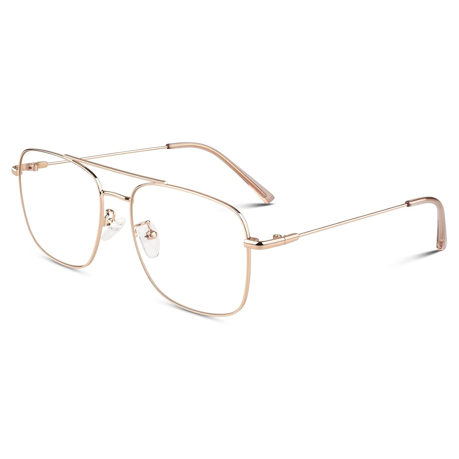 LINVO Fake Glasses Non-Prescription Clear Lens Metal Frame Fashion Eyewear for Women Men