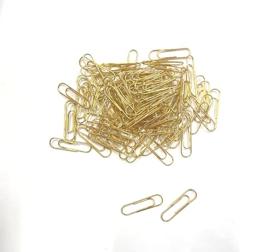 【 シンプル ゼムクリップ ゴールド 28mm 】100個 細身 大容量 たっぷり 業務用 便利 使いやすい 事務用品 文房具 かわいい メタリック ブックマーカー 勉強 バインダー ペーパー オフィス