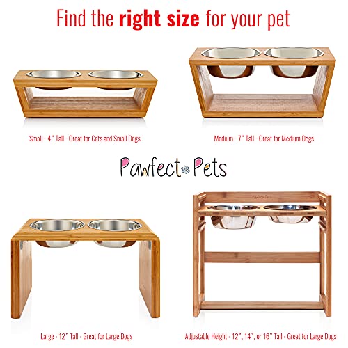 Pawfect Pets Elevated Dog Bowl Stand- 7" Raised Dog Bowl for Medium Dogs. Pet Feeder with Four Stainless Steel Bowls. - Image 6