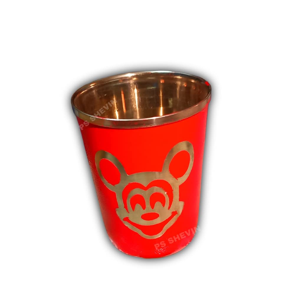 Kids Steel Glass with Embedded Bell (Ghanti) for Kids, Mickey Print, Pack-1, 100 ML (Bajne wali gilasiya) || AVA24.8-image-27