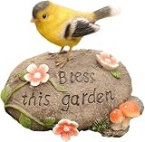 Luci solari da giardino a forma di fiore, scultura di uccello giallo, lampada ornamentale impermeabile per esterni, per prato fatato, aiuola, vialetto di Natale, decorazioni per cimitero, regalo