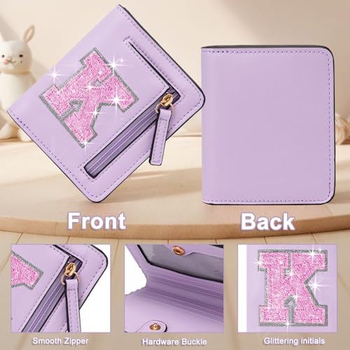 Image of Birthday Gifts for Teen Girl Kids Wallet Girl Wallets Small Initial Rfid Wallet Teen Girls Gift Preppy Stuff for Girls Purple K