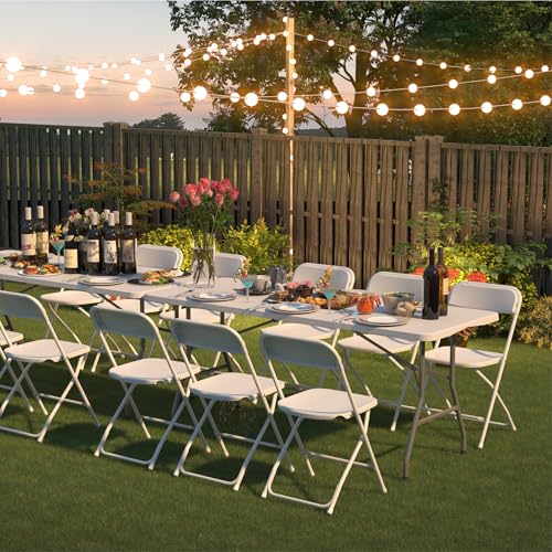 10 Pack White Folding Chairs, Plastic Folding Chairs Outdoor Indoor, 350lb Capacity,Portable Event Chair, Lightweight Folding Chair,for Events Office Wedding Party Rental Picnic Patio - Image 4