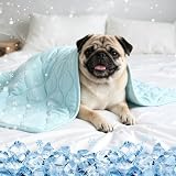 【瞬間冷感】 クールブランケット ペット用 Pawaboo 接触冷感 ひんやり 冷感毛布 犬用 60×90cm ひんやり 両面使用 夏用 熱中症 暑さ対策 冷感グッズ 犬猫用 Q-MAX値0.4 洗濯機対応可能 冷感マット 多用途 柔軟 通気性 収納簡単 フワフワ ひょうたん柄キルト ブルー