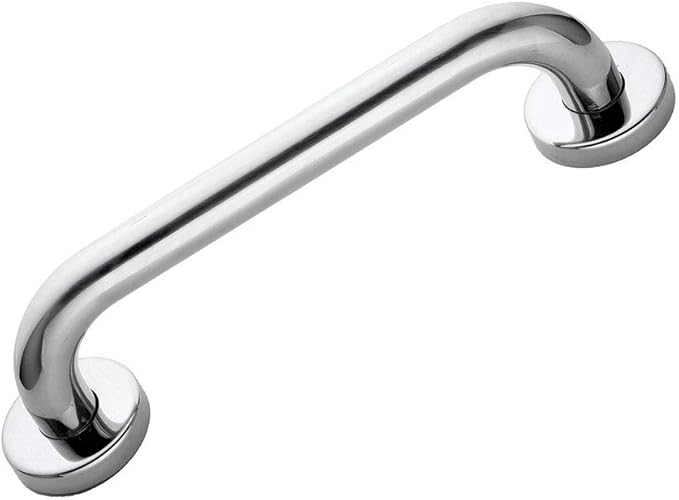 Kibath 215041 Asa de seguridad lisa 40cm de acero inoxidable 304 con acabado en cromo brillo y 6 puntos de anclaje, tacos y tornillos incluidos, ...