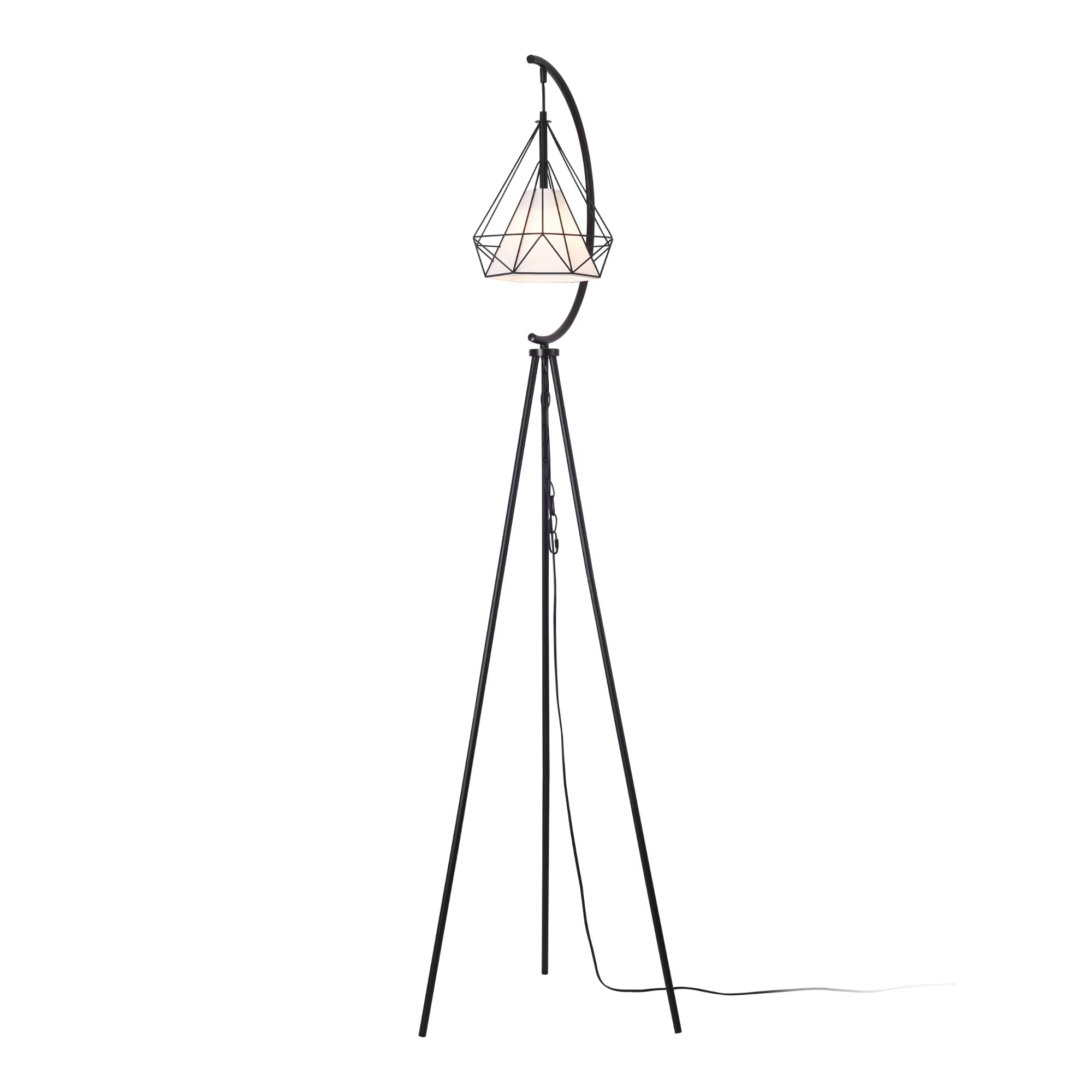 lux.pro Ponadczasowy design lampa stojąca nowoczesna elegancka lampa statywowa do salonu sypialnia z przełącznikiem nożnym E27 60 W metal poliester wysokość 171 cm czarny biały