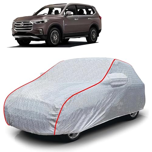 Image of Sulfar 100% Waterproof Car Body Cover Compatible with Mirror for MG Gloster (Triple Stitched, Full Bottom Elastic, Magic Silver with Red Piping)