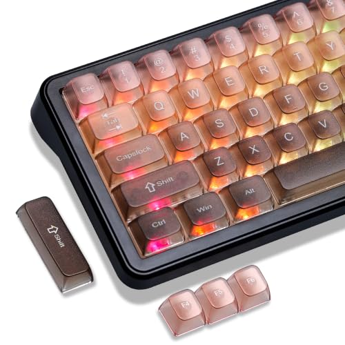 Image of dagaladoo Clear keycaps Set,Translucent Keyboard keycaps,Jelly Key caps | Shine Through keycap,MDA Profile Custom keycaps for Mx Switches Mechanical Keyboard(Gradient Brown,115-keys)