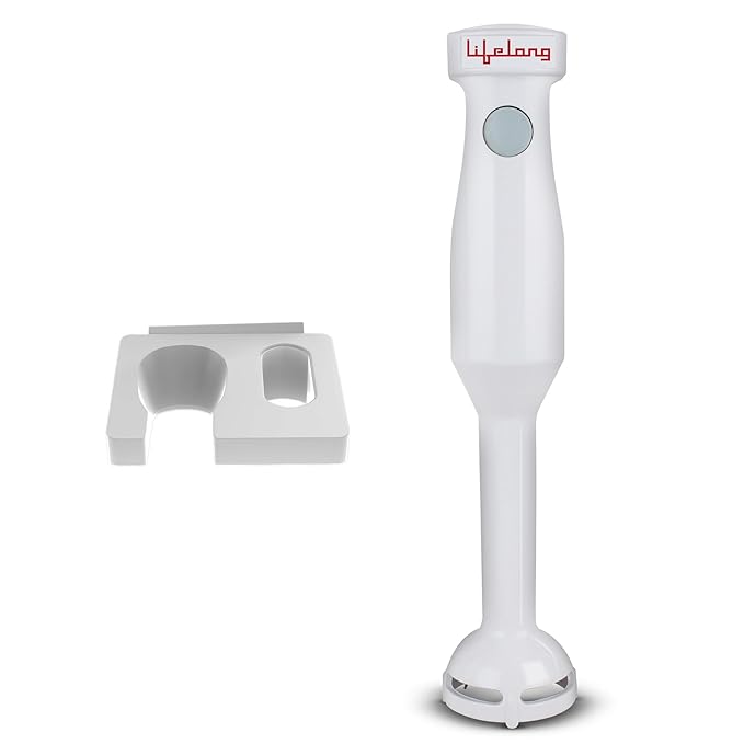 Lifelong Stainless Steel 300 W Hand Blender | Low Noise | Anti-Splash (Llhb04, White), 300 Watt