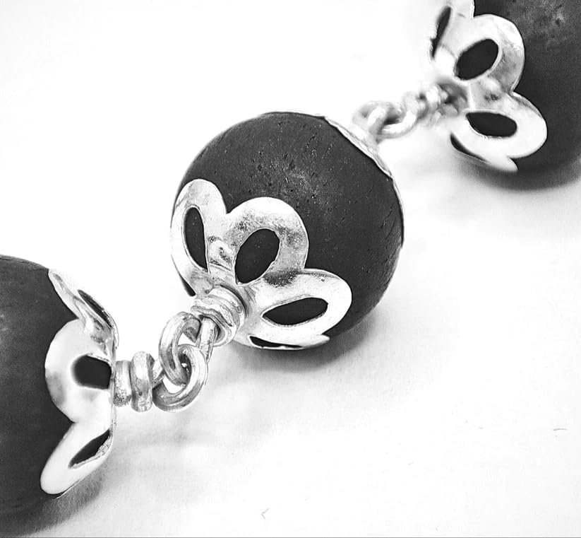 Image of SENDAN Original 925 Silver Karungali Malai with Cap (6MM, 54 +1 Beads, 24 Inches) / Government Lab Certified Malai