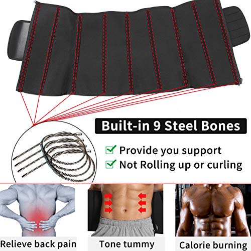 MISS MOLY Men Neoprene Sauna Waist Trainer Corset Sweat Belt Workout