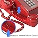Home Intuition Classic Corded Phone for Hearing Impaired Telephone for Seniors with Extra Loud Ringer, Red