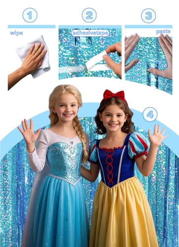 Image of Blue Birthday Decorations Curtain Streamers Ocean Princess Booth Photo Backdrop Streamers Tinsel Accessories Party Decorations 2 Pack