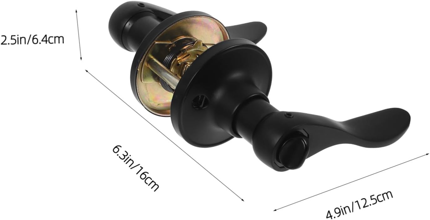 ARTIBETTER Bedroom Door Handle Lock Interior Privacy Door Lever Round Hole Black Finish