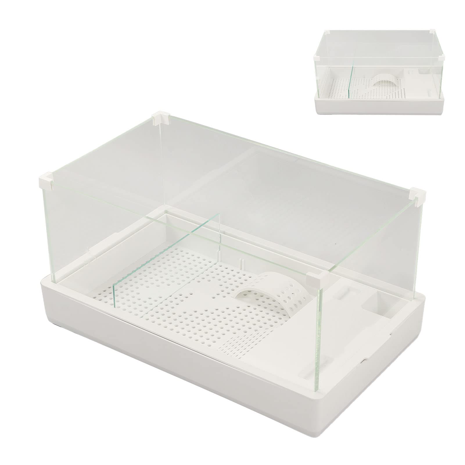 Mini szklany zbiornik do terrarium dla gadów, szklany zbiornik na żółwia o wysokiej przezroczystości zagęszczony panoramiczny widok 360 stopni Terrarium dla gadów dla żółwi