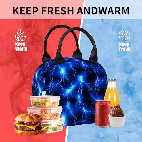 Image of Lightning Printed Backpack Set for Boys Kids, 3Pcs Bookbag with Pencil Case for Back to School, 17 Inch Lightweight Laptop Backpack with Lunch Bag for Mens Teens Office, High School