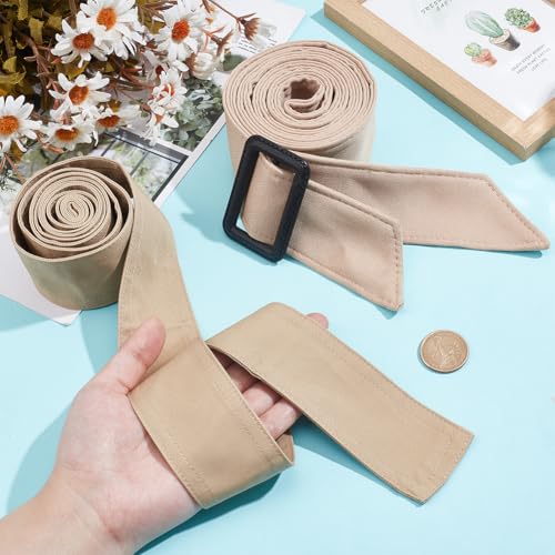 PLIGREAT 2 Pack Women Wind Coat Waist Belt Khaki Trench Waistband Replacement Wide Tie Waist Belt with Adjustable Buckle Polyester Waistband Belts for Coat Windbreaker Jacket Dress4