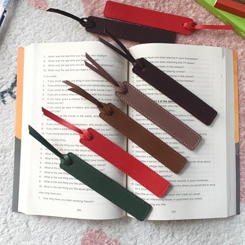 6PCs Bookmark, Leather Bookmarks with Leather Rope, Page Markers Reading Gifts for Women, Readers, Book Mark for Book Lovers by HNQCPCVU
