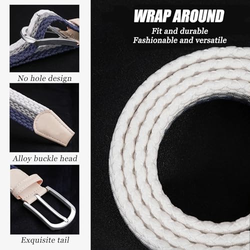 Mixed Color Woven Braided Belts for Men and Women Fashion Elastic Belts Golf Belts Canvas Elastic Fabric Stretch Belts,A,105CM/41.3''3