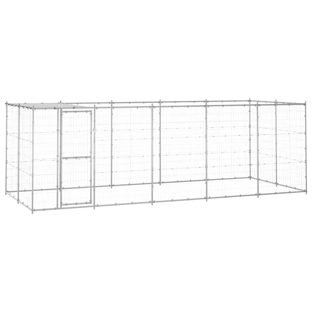 Recinto per cani con rete, in acciaio zincato, 12,1 m²
