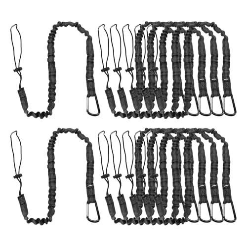 Image of MECCANIXITY Retractable Tool Lanyard 3.6ft with Single Aluminum Buckle and Adjustable Loop End, Maximum Weight Limit 10KG / 22lb, Safety Fall Protection Tools Leash, Black 12 Pack