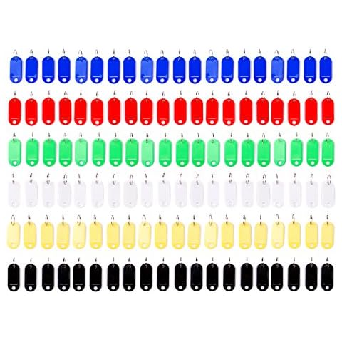 Vancool (120pcs) Multicolour Plastic Key ID Tags with Split Ring Key Ring,6 Color Cover