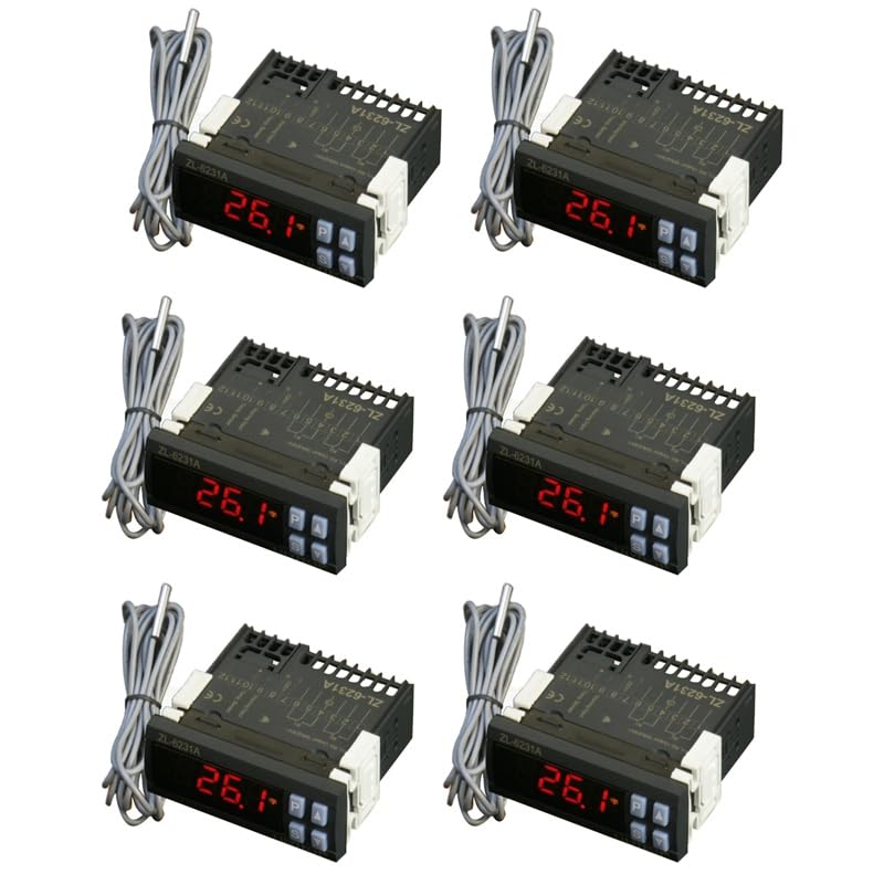 LILYTECH 6X ZL-6231A, Incubator Controller, With Multifunctional Timer, Equal To STC-1000, Or W1209 + TM618N (Black)