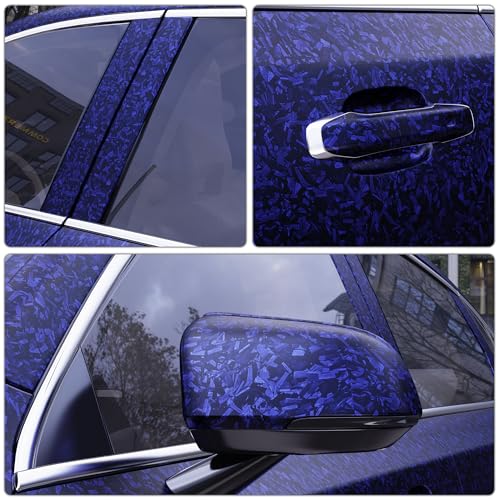 Image of Lypumso Forged Carbon Fiber Vinyl Wrap, Matte Blue Vinyl Film Roll with Bubble Free Air Release Technology, Premium Self Adhesive Automotive DIY Sticker for Car Interior Exterior (1ft x 5ft)