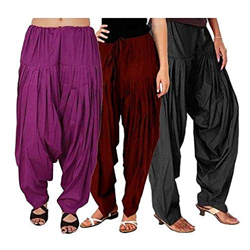 Sharvgun Combo Women's Cotton Punjabi Patiala Salwar Pants with Drawstring Semi Patiala Salwar Indian Pants Yoga Dress