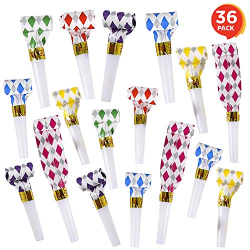 ArtCreativity Blow Outs Whistles - Party Pack of 36 Musical Blowouts Noisemakers - Fun Assorted Colors, Birthday Party Supplies and Favors for Kids and Adults, Goody Bag and Piñata Fillers