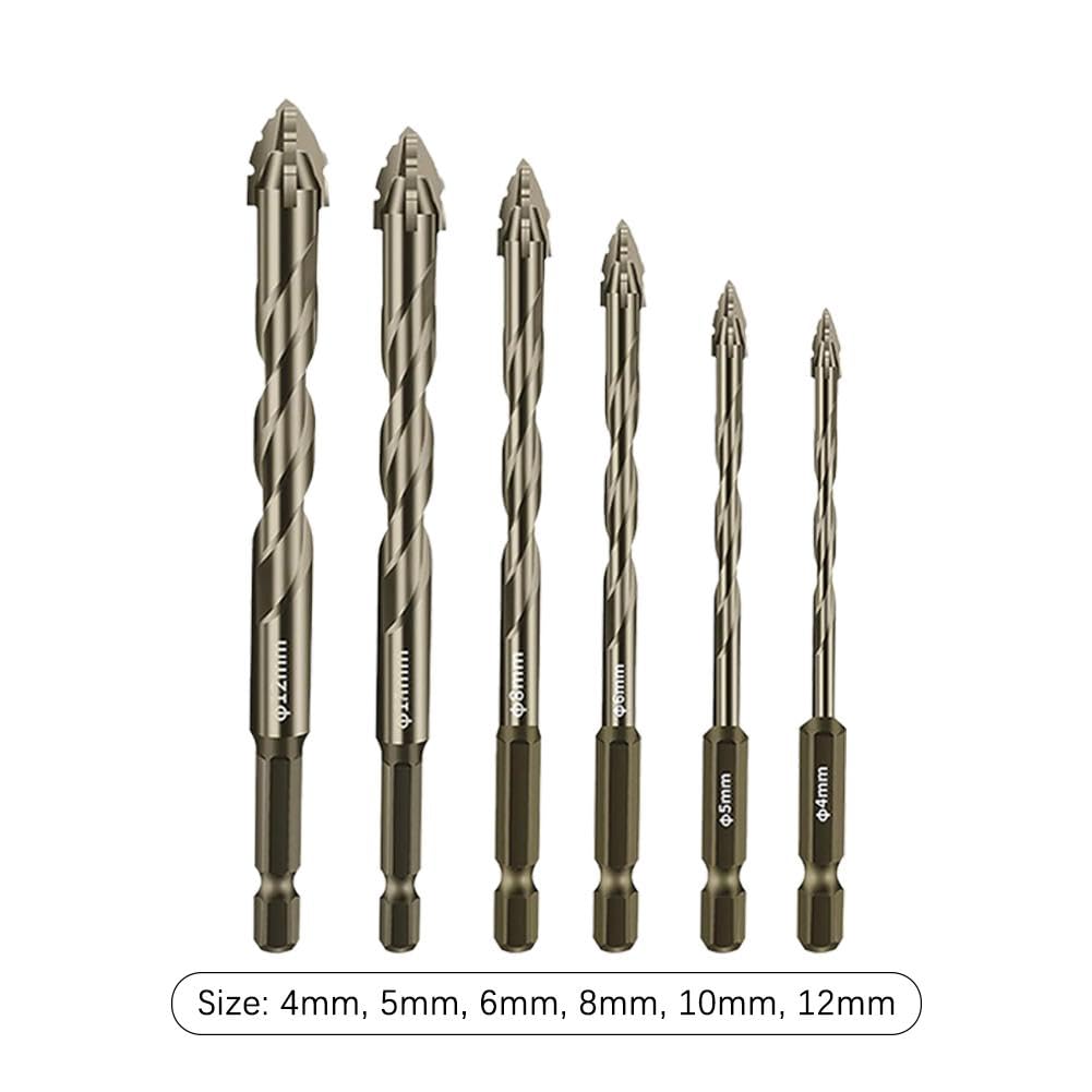 Paquete de 4/6 brocas excéntricas de cuatro flautas, brocas dentadas de cuatro filos, taladro excéntrico para azulejos de cerámica, vidrio, mármol, hormigón, cabeza inclinada de alta dureza,