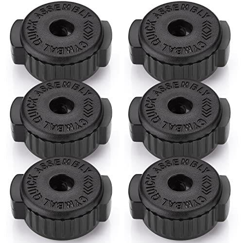 Facmogu 6Pcs Black Plastic Cymbal Nuts, 8Mm Quick-Set Cymbal Nut For Percussion Drum Kit, Quick Release Cymbal Nut & Cymbal Mate For Percussion Replacement Kitparts #TOP6