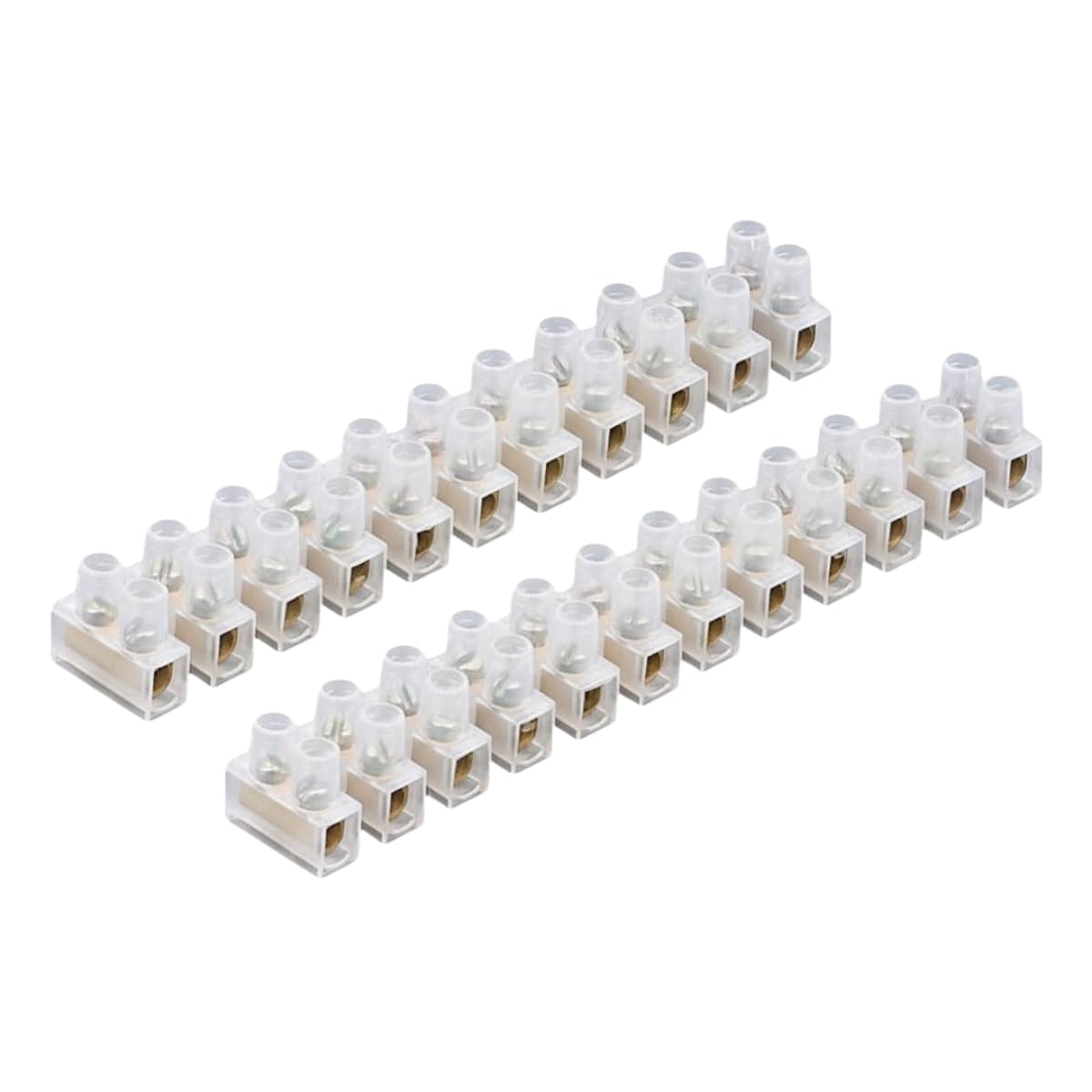 3A/5A/15A/30A/60A Electrical Connector Blocks 12 Way Clear Barrier Block Strip Wire Connector Electrical Choc Blocks Connecting for Wiring Cable Dual Row 12 Position (Pack 2, 60A) — image 1
