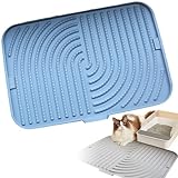 Noaxylic Tappetino Lettiera Gatto, Tappeto Lettiera Gatto Facile da Pulire, Tappetino in Silicone Antiscivolo, per Utilizzare Davanti alla Sabbietta, Delicato Sulle Zampe dei Gatti, 45 x 30 cm, Grigio