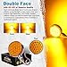 Partsam 2pcs Round Double Face Amber 48LED Pedestal Fender Rear Turn Signal Parking Lights Post Mount, Dual-face Led Marker Trailer Lights Replacement for Heavy-duty Trucks, 10-30V
