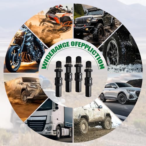 Image of Adjustable Auto-Stop Tire Deflator Valve Kit, 4 Pcs Automatic Tire Deflators Kit, 10-30 PSI Adjustable for Vehicles, Motorcycle, Car, Truck