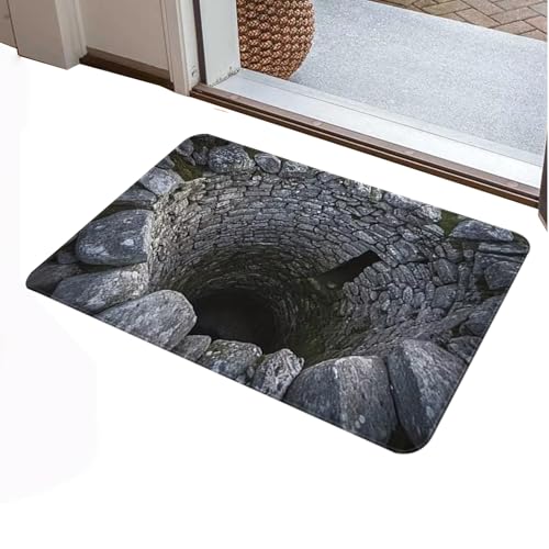 Alfombra De Ilusión 3D - Alfombra 3D Con Efecto Ilusión Antideslizante E Impermeable - Alfombrilla De Entrada Con Diseño De Agujero Sin Fondo | para Sala Dormitorio Pasillo Baño Cocina Residencia Apar
