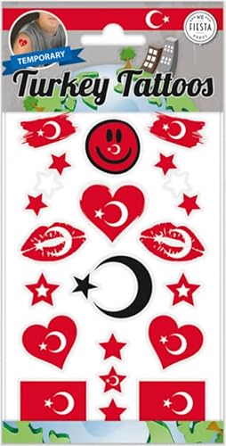 Carpeta Deko * TÜRKEI * für Party und Geburtstag | Dekoration Partydeko Turkey Länderparty EM WM Türkische Flagge, Edition: Tattoos, 19 Stück