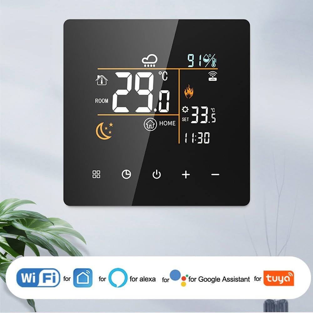 Regolatore di temperatura digitale per Tuya, termostato e igrometro Smart WiFi, telecomando WiFi K9 Touch LCD con schermo a colori (nero-25A)
