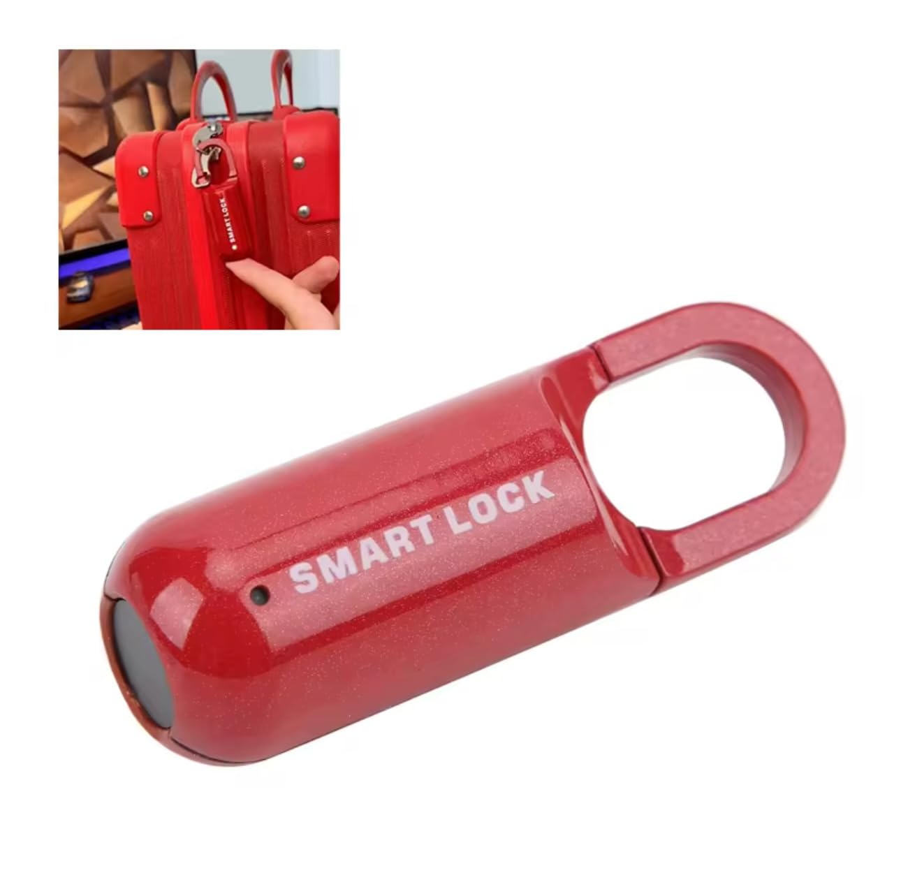 cadena à empreinte digitale, verrou biométrique étanche et rechargeable USB, mémorise 10 empreintes,pour casier d'école, valise, bagage, salle de sport, armoire professionnelle, porte en fer (ROUGE)
