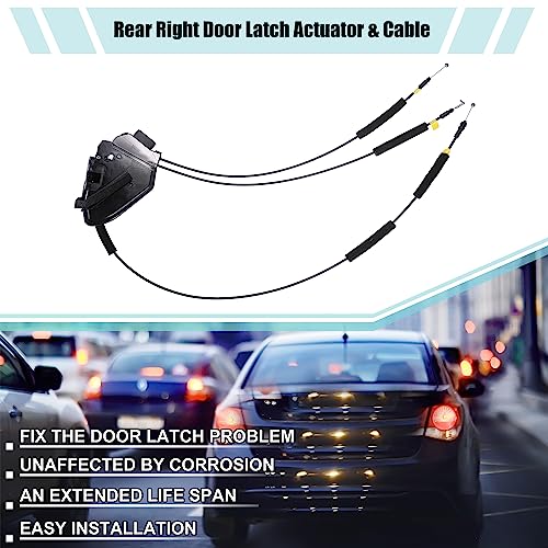 Image of ACROPIX Rear Right Side Door Latch Actuator with Cable Assembly Fit for Nissan Pathfinder 2.5L 3.5L - Pack of 1 Black
